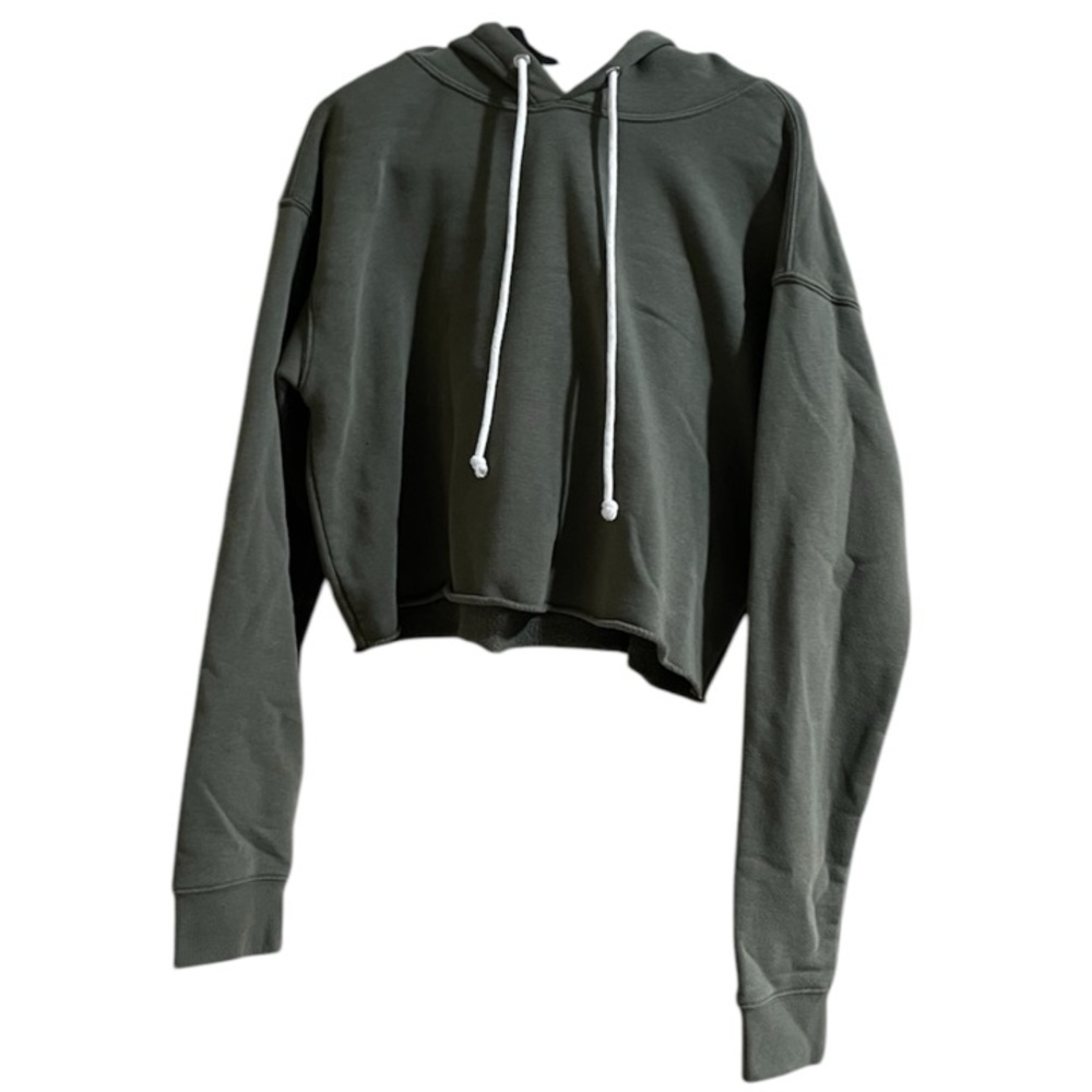 Olive Green Cropped Hoodie